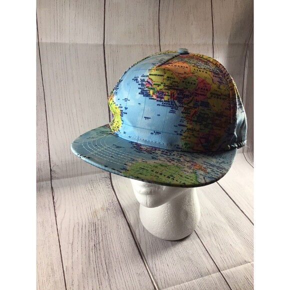 Wuke Brand World Map SnapBack Adjustable Hat - Picture 1 of 10